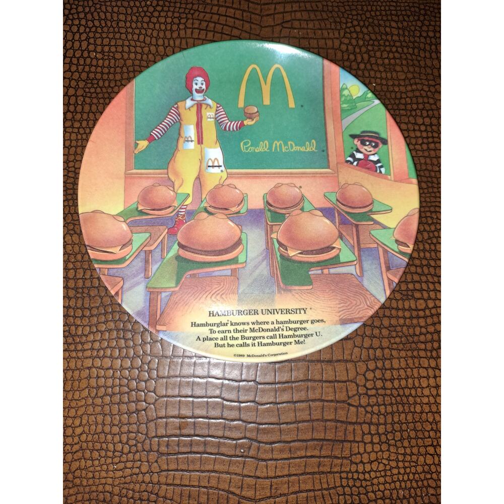 Vintage 1989 McDonald's "Hamburger University" Melamine Collector Plate 9.5"